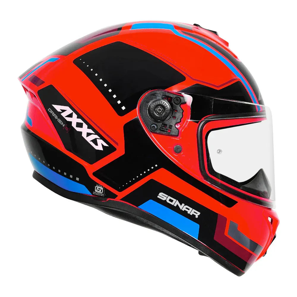 AXXIS 112C Draken Sonar C5 Gloss Flr Red Full Face Helmet