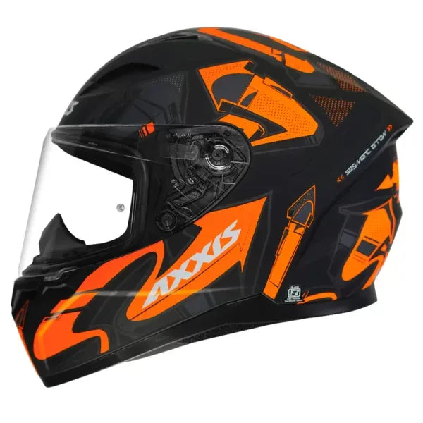 AXXIS 117D Seg Dot Arrows B4 Matt Fluo Orange Full Face Helmet