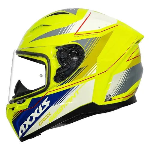 AXXIS 117D Seg Dot Crox D13 Gloss Flor Yellow Full Face Helmet