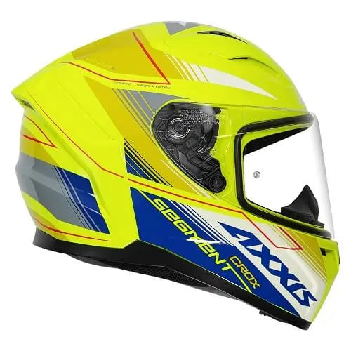 AXXIS 117D Seg Dot Crox D13 Gloss Flor Yellow Full Face Helmet