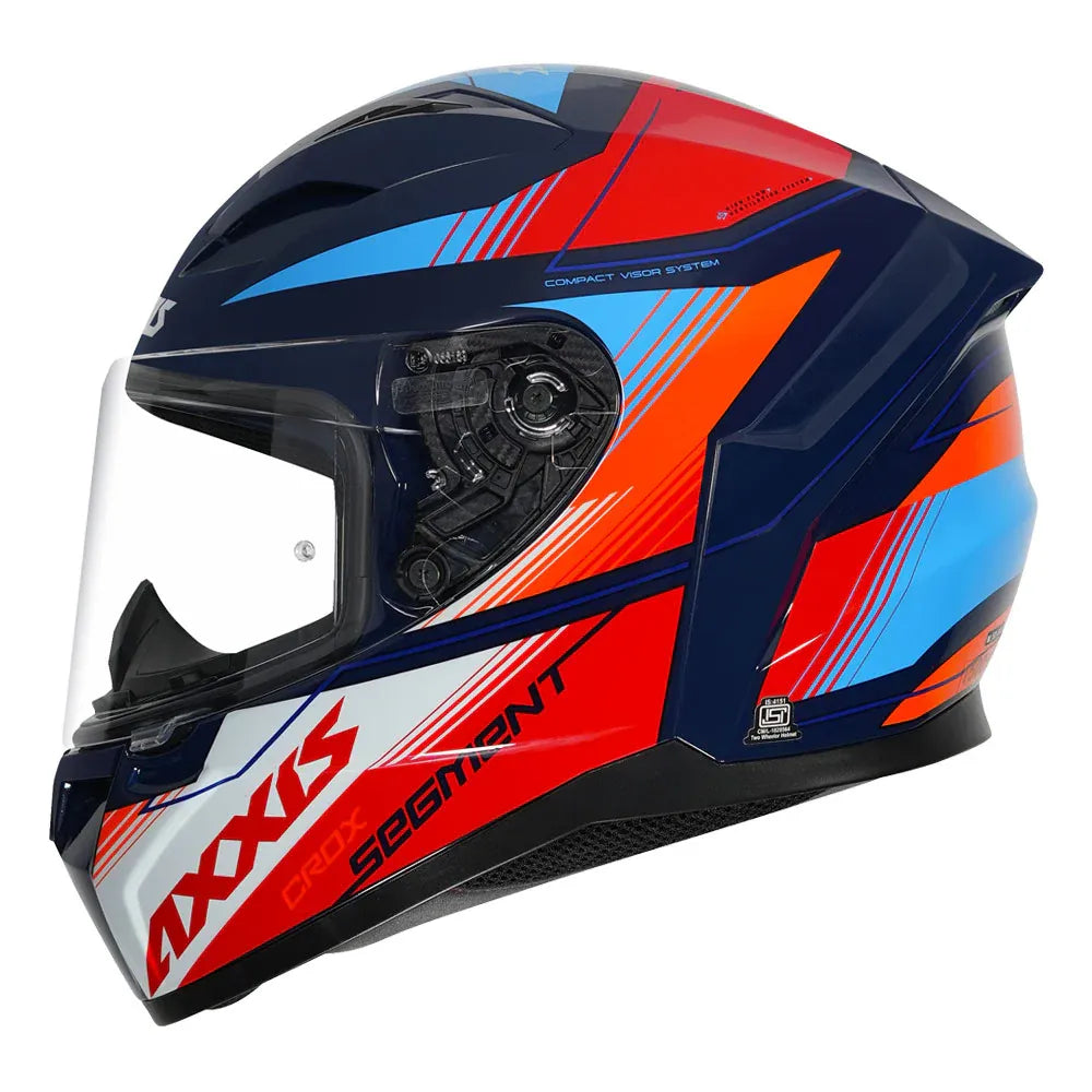 AXXIS Ff117D Segment Dot Crox C7 Gloss Blue Full Face Helmet