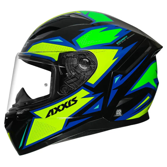 AXXIS Ff117D Segment Dot Mad B3 Gloss Fluro Yellow Full Face Helmet