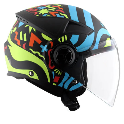 VEGA Blaze Dx Bz1 Dull Black Neon Yellow Half Face Helmet