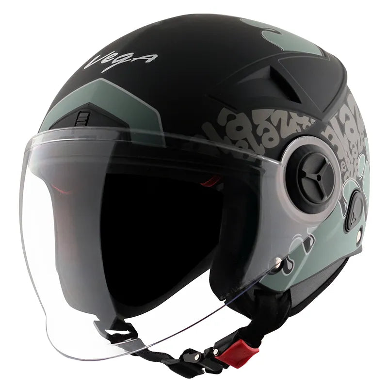 VEGA Blaze Dx Bz2 Dull Black Grey Half Face Helmet