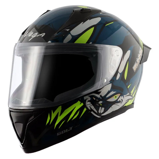 VEGA Bolt Bunny Black Blue Full Face Helmet