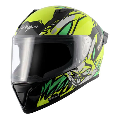 VEGA Bolt Bunny Black Neon Yellow Full Face Helmet