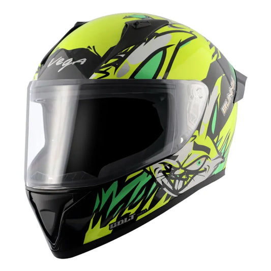VEGA Bolt Bunny Black Neon Yellow Full Face Helmet