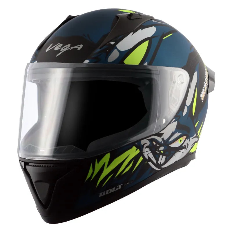 VEGA Bolt Bunny Dull Black Blue Full Face Helmet