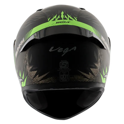 VEGA Bolt Bunny Dull Black Green Full Face Helmet