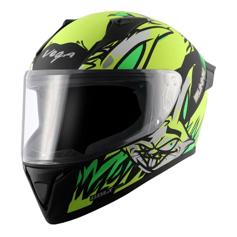 VEGA Bolt Bunny Dull Black Neon Yellow Full Face Helmet