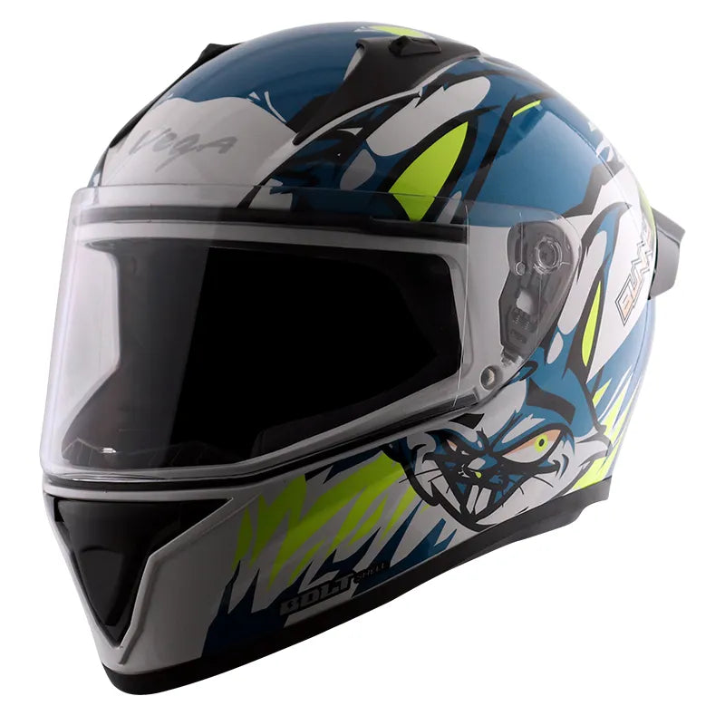VEGA Bolt Bunny White Blue Full Face Helmet