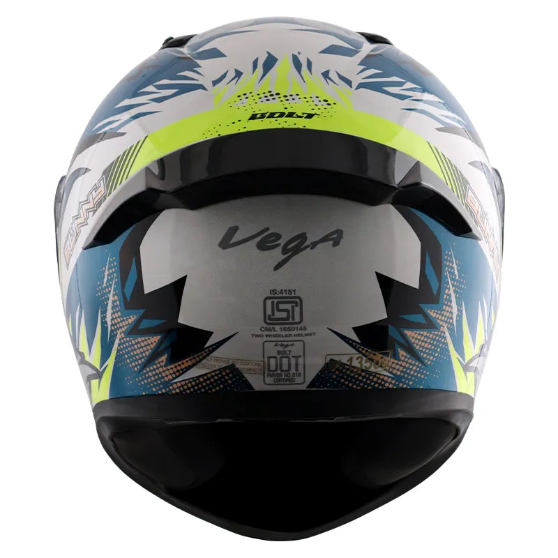 VEGA Bolt Bunny White Blue Full Face Helmet