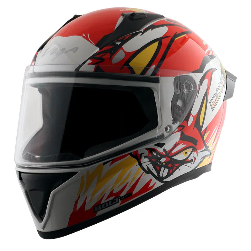 VEGA Bolt Bunny White Orange Full Face Helmet