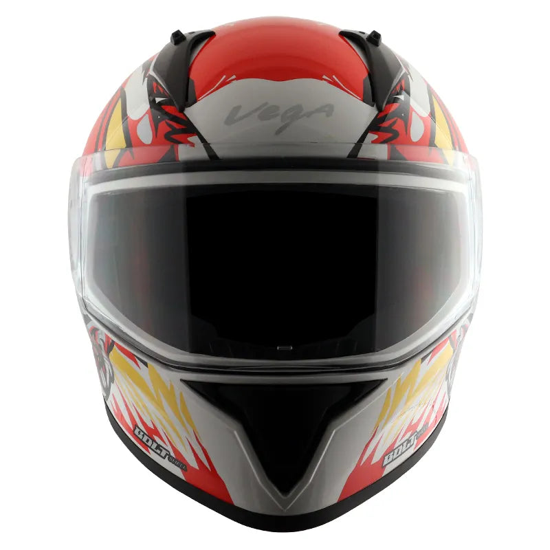 VEGA Bolt Bunny White Orange Full Face Helmet