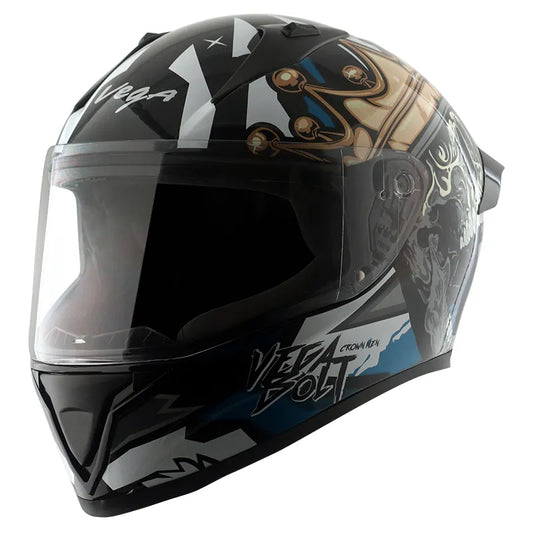 VEGA Bolt Crown Men Black Blue Full Face Helmet