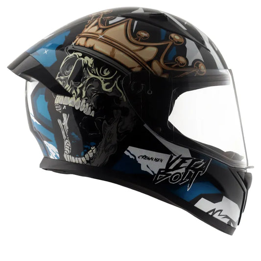 VEGA Bolt Crown Men Black Blue Full Face Helmet
