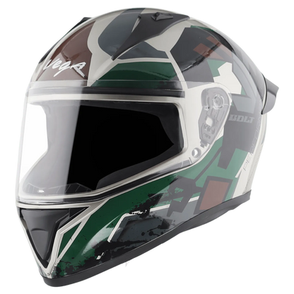 VEGA Bolt Dx Dull Battle Green Full Face Helmet