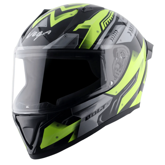 VEGA Bolt Dx Martial Black Neon Yellow Full Face Helmet