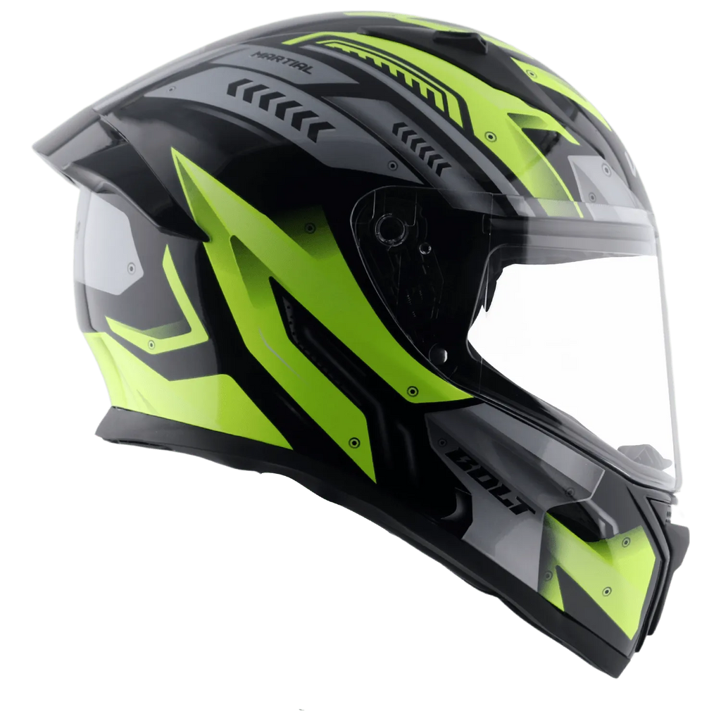 VEGA Bolt Dx Martial Black Neon Yellow Full Face Helmet
