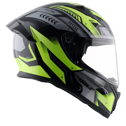 VEGA Bolt Dx Martial Black Neon Yellow Full Face Helmet