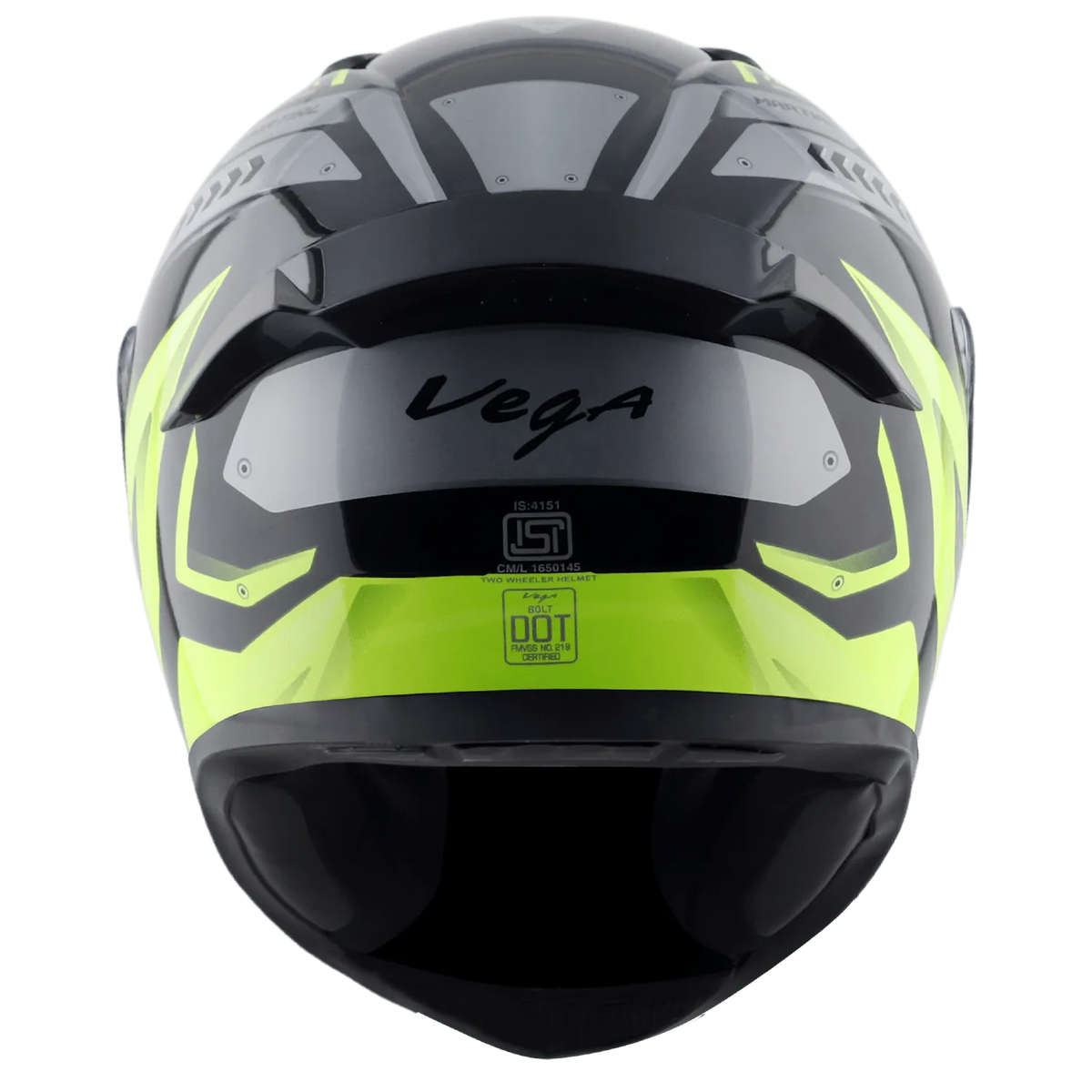 VEGA Bolt Dx Martial Black Neon Yellow Full Face Helmet