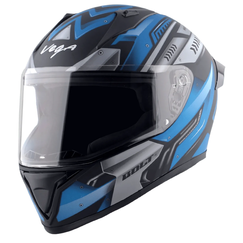 VEGA Bolt Dx Martial Dull Black M Blue Full Face Helmet