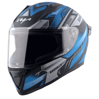 VEGA Bolt Dx Martial Dull Black M Blue Full Face Helmet