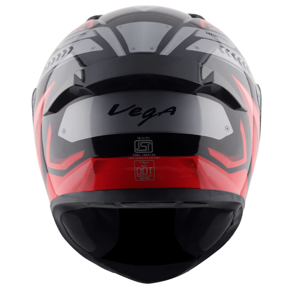 VEGA Bolt Dx Martial Dull Black Red Full Face Helmet