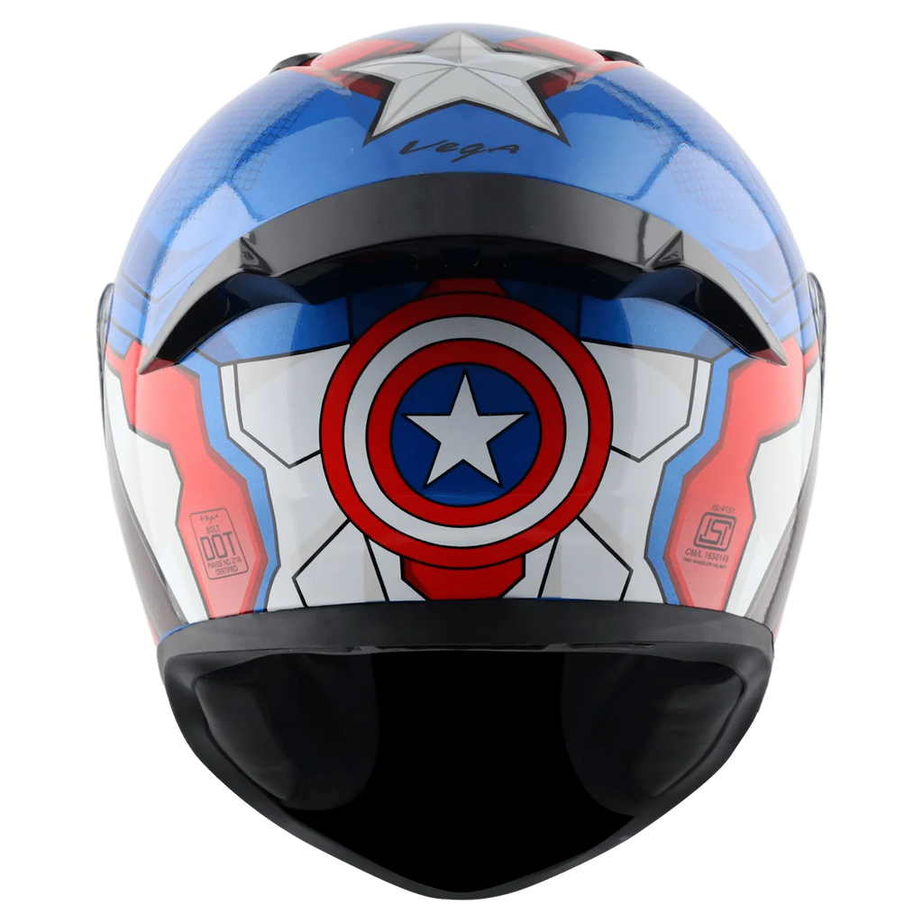 VEGA Bolt Dx Marvel Capitan America Blue Red White Full Face Helmet