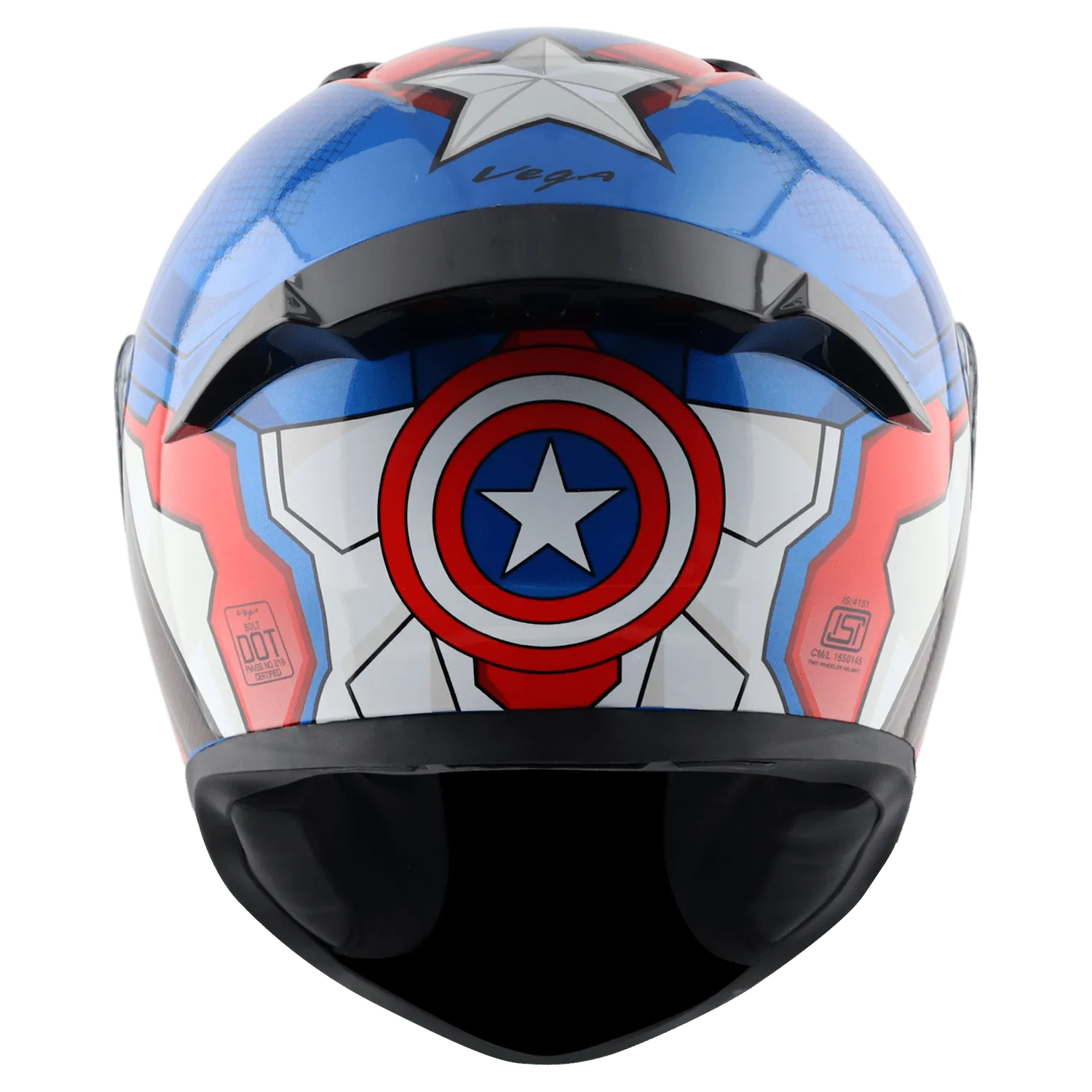 VEGA Bolt Dx Marvel Capitan America Blue Red White Full Face Helmet