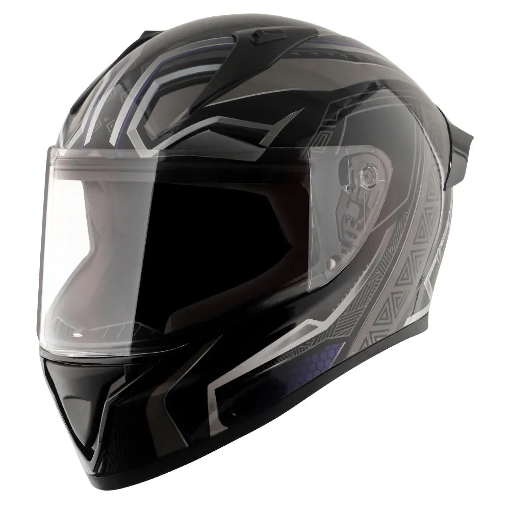 VEGA Bolt Dx Marvel Thor Black Panther Silver Full Face Helmet