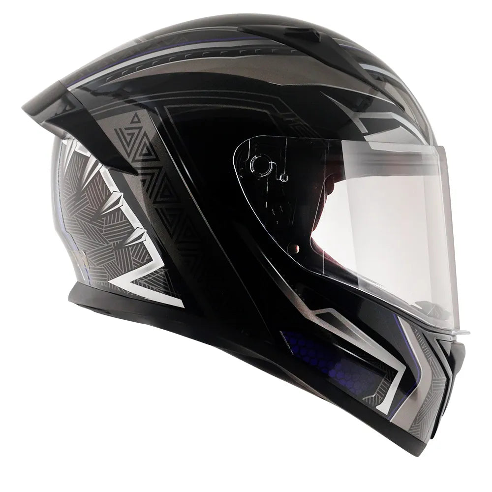 VEGA Bolt Dx Marvel Thor Black Panther Silver Full Face Helmet