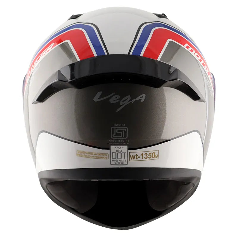 Vega Bolt Dx Southpaw White Grey Full Face Helmet