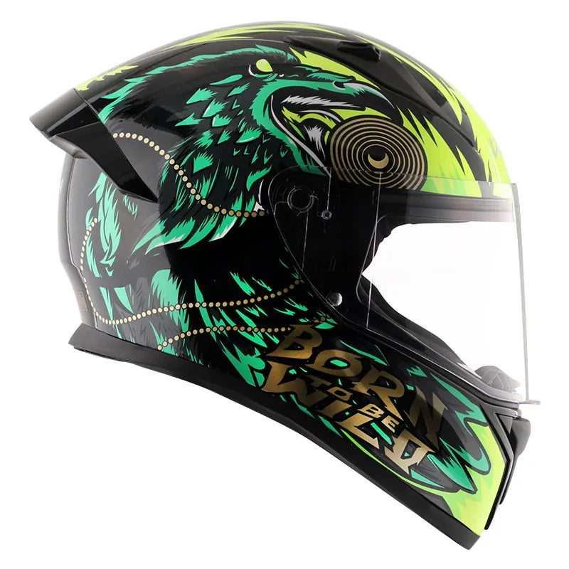 VEGA Bolt Dx Wild Black Green Full Face Helmet
