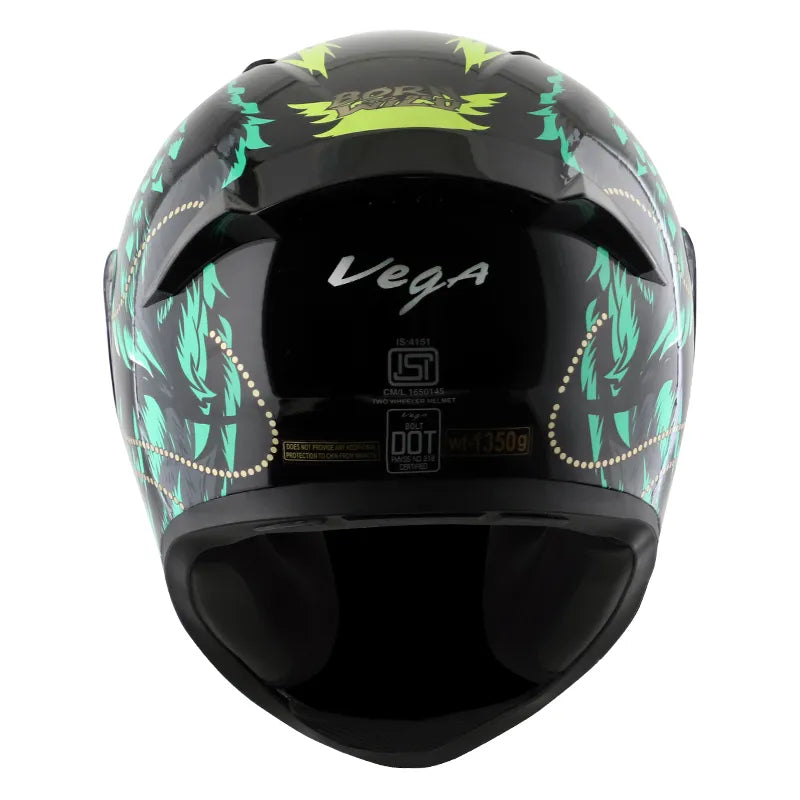 VEGA Bolt Dx Wild Black Green Full Face Helmet