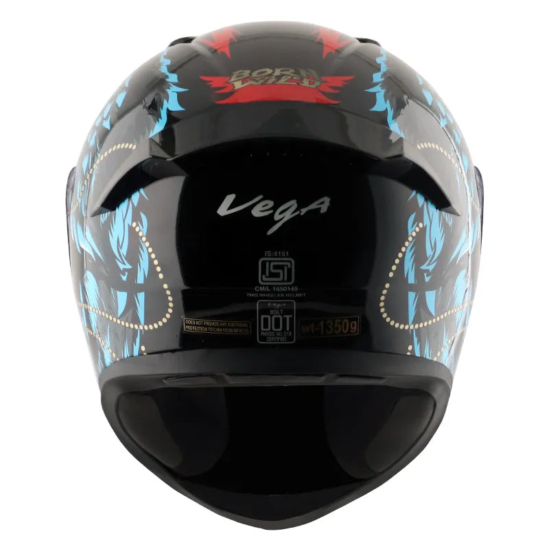 VEGA Bolt Dx Wild Black M Blue Full Face Helmet