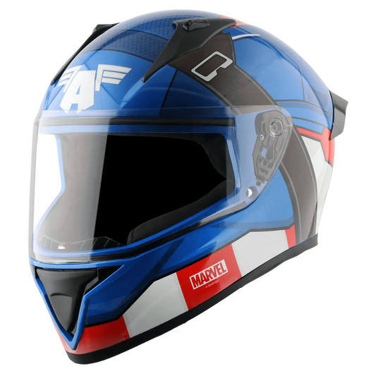 Vega Bolt Marvel Captain America Dull Blue Red White Full Face Helmet