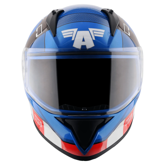 Vega Bolt Marvel Captain America Dull Blue Red White Full Face Helmet