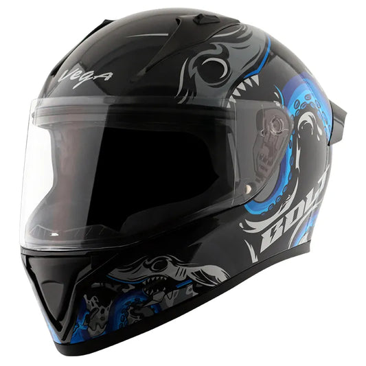 VEGA Bolt Octopus Black Blue Full Face Helmet