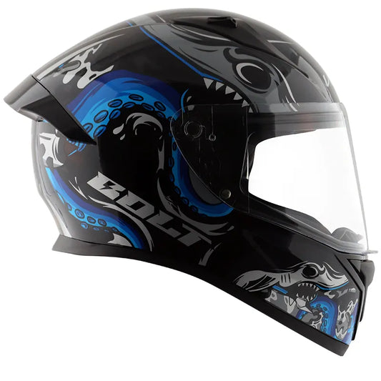 VEGA Bolt Octopus Black Blue Full Face Helmet