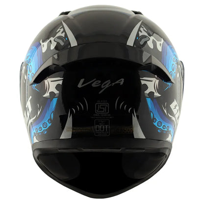 VEGA Bolt Octopus Black Blue Full Face Helmet