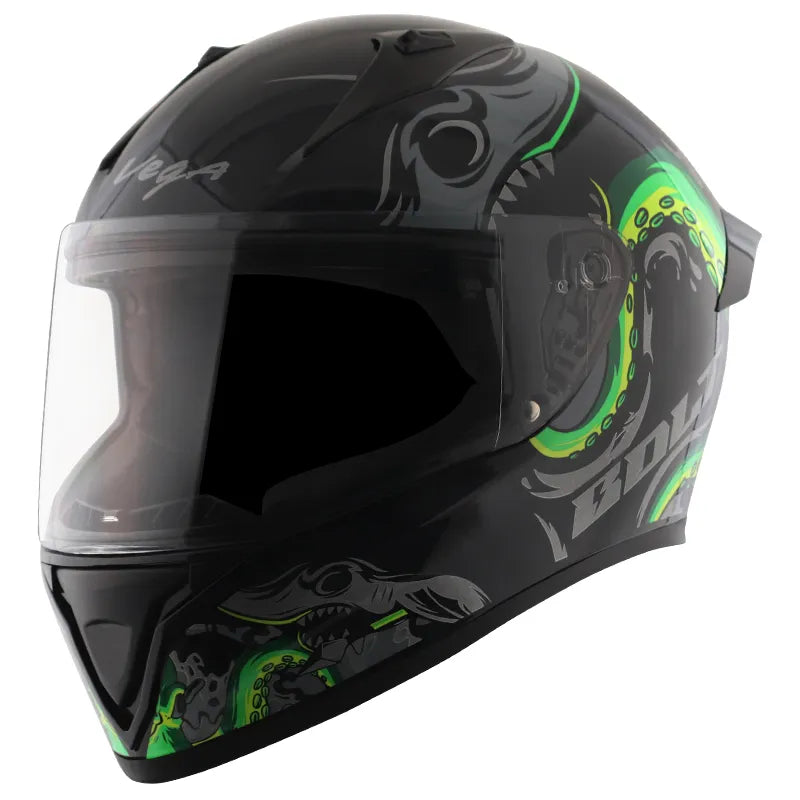 VEGA Bolt Octopus Black Neon Green Full Face Helmet