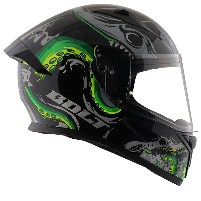 VEGA Bolt Octopus Black Neon Green Full Face Helmet