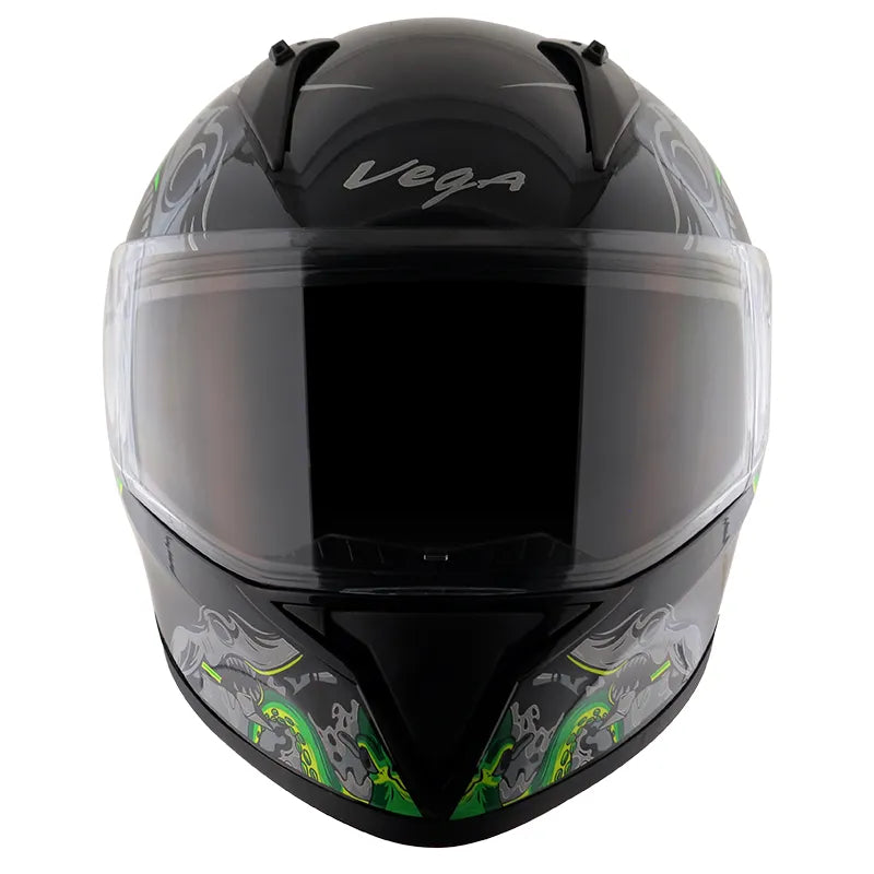 VEGA Bolt Octopus Black Neon Green Full Face Helmet