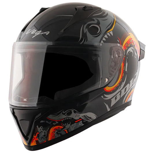VEGA Bolt Octopus Black Orange Full Face Helmet