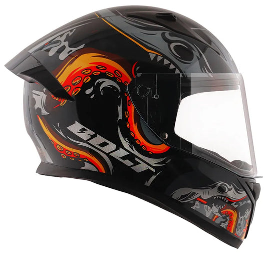 VEGA Bolt Octopus Black Orange Full Face Helmet