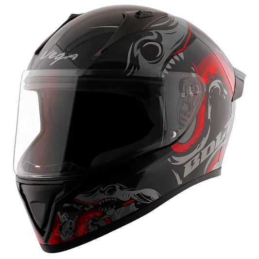 VEGA Bolt Octopus Black Red Full Face Helmet