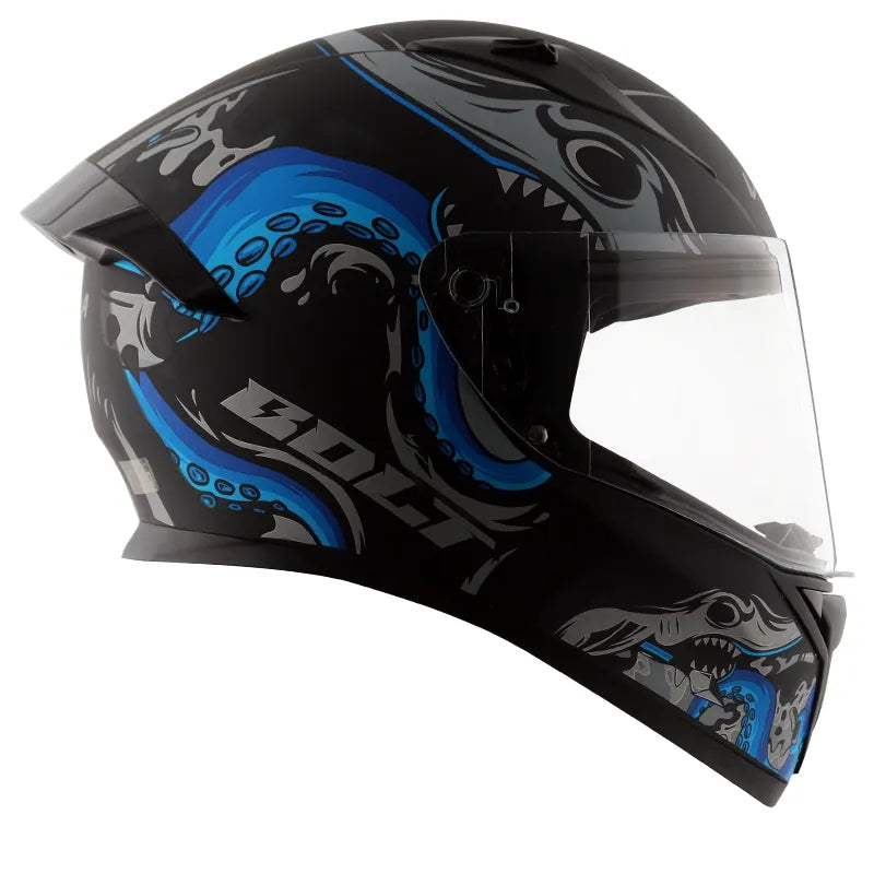 VEGA Bolt Octopus Dull Black Blue Full Face Helmet