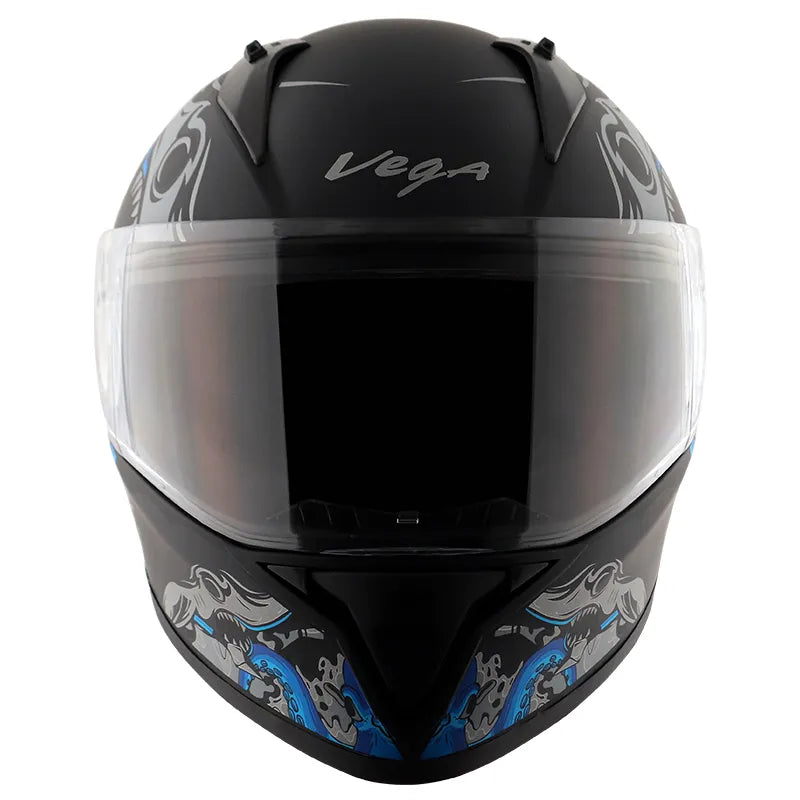 VEGA Bolt Octopus Dull Black Blue Full Face Helmet