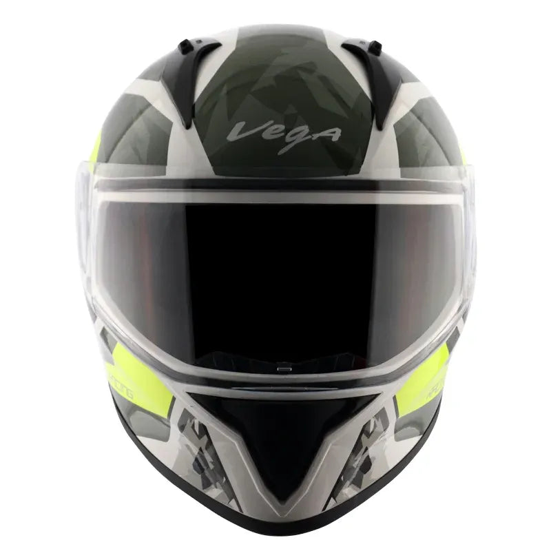 VEGA Bolt Rapid White Neon Yellow Full Face Helmet